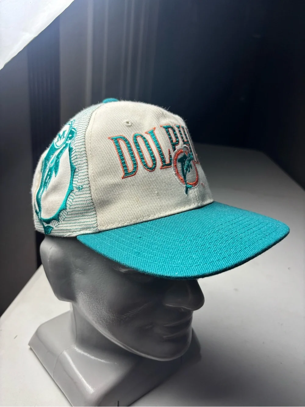 Vintage Miami Dolphins Hat Shadow Laser One Size White NFL Sports Specialties